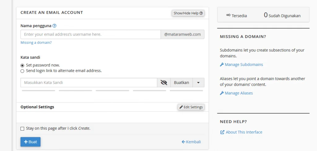membuat email domain di cpanel