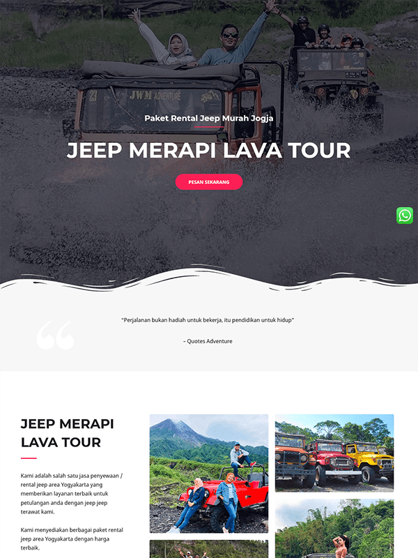 landing page travel