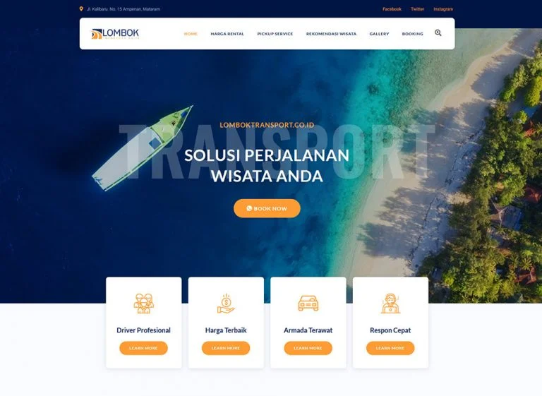 Contoh Desain Website Travel Untuk Jasa Transportasi Keren
