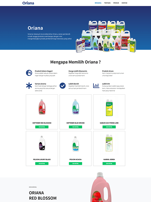 Website Toko Online Oriana Clean