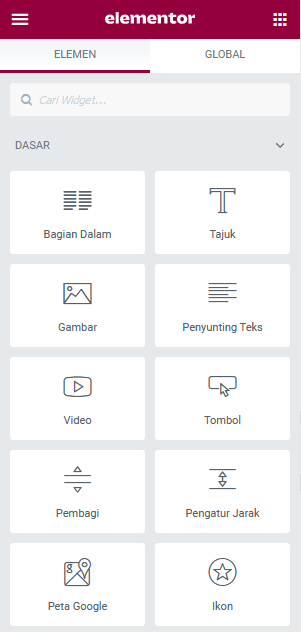 Tutorial Elementor Lengkap Video + Dokumen Bahasa Indonesia 1 menu dasar elementor