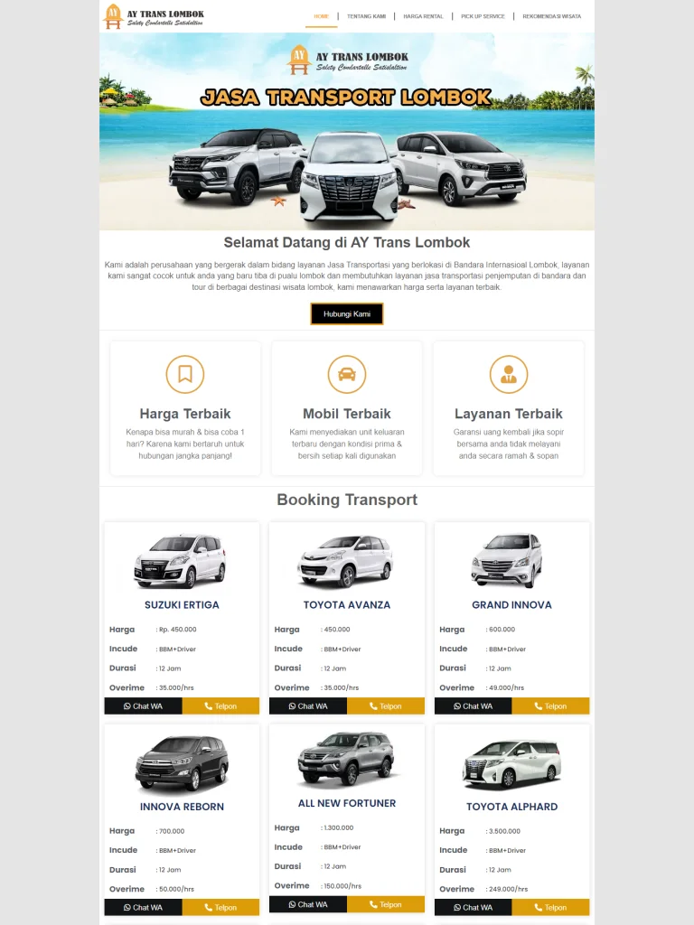 Contoh website transport